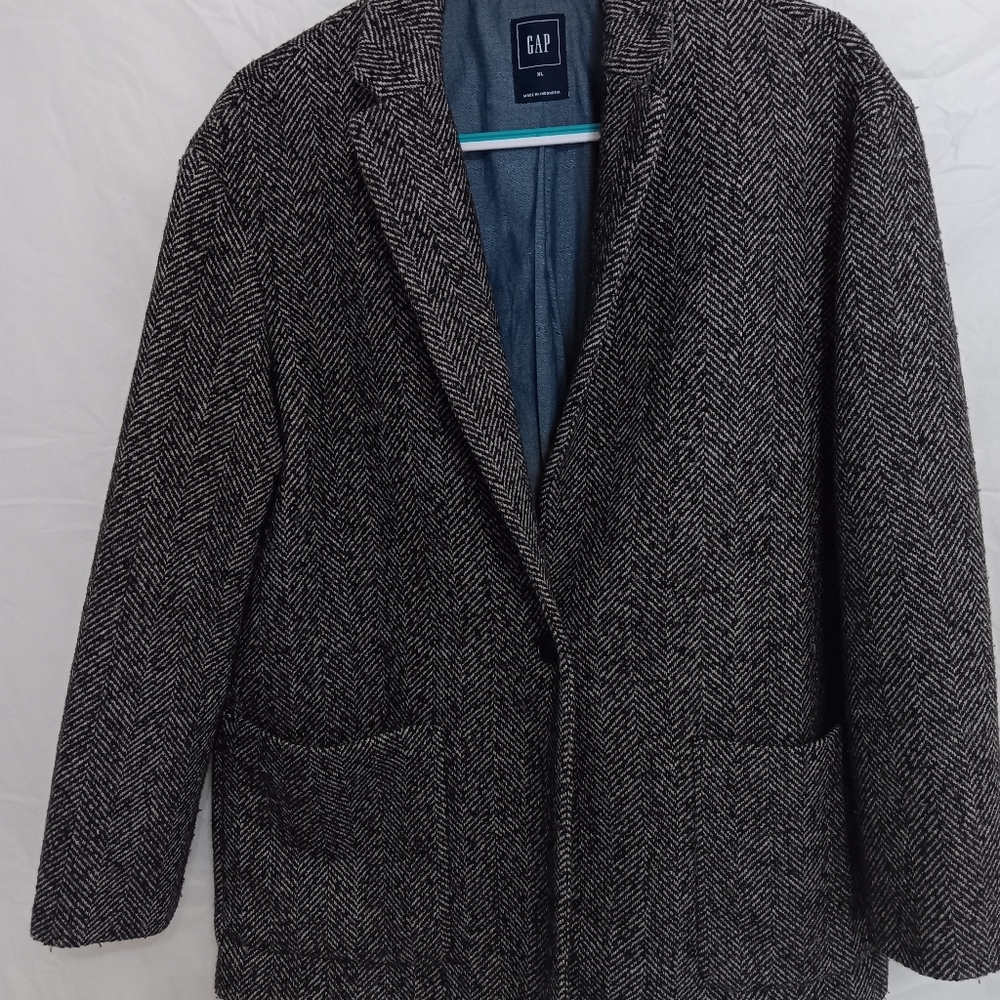 GAP Black and White Herringbone Blazer